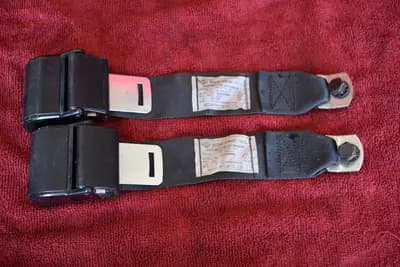 77-78 Datsun 280Z 2+2 rear set lap belt pair RH + LH w/o buckle OEM used