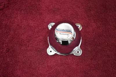 Vintage American Racing 3" 4-screw on plastic chrome center cap ONE