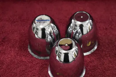 American Racing 3" push through plastic tapered chrome center cap (3) USED
