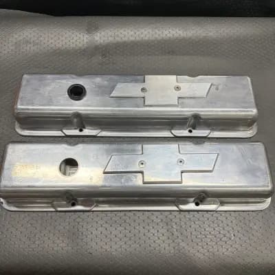 Small Block Chevy Tall Valve Covers Chrome- Raised Chevrolet Bowtie Logo Vintage