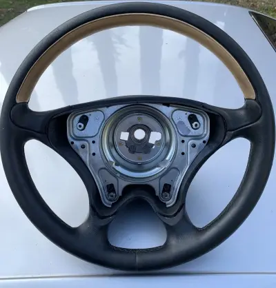 01-04 Mercedes R170 SLK230 SLK320 Driver Steering Wheel Black Beige Two Tone OEM