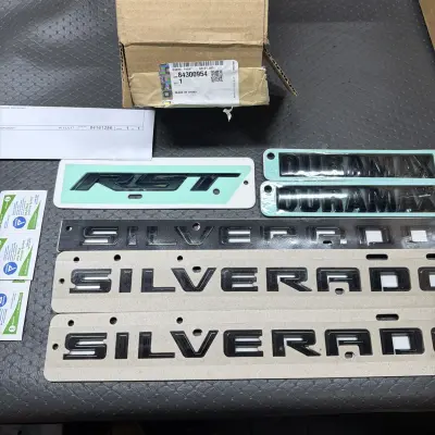 New 2019-2024 Chevrolet Silverado RST Duramax Emblem Badge Kit OEM Gloss Black