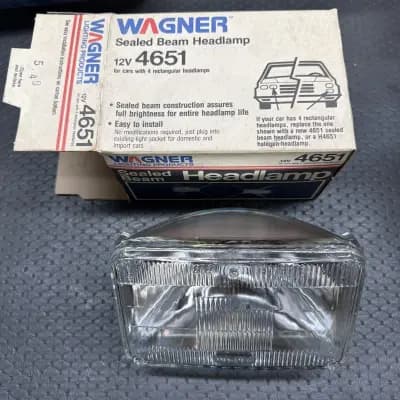 NOS Head Light 4651 Wagner 12v Rectangular Vintage High Beam