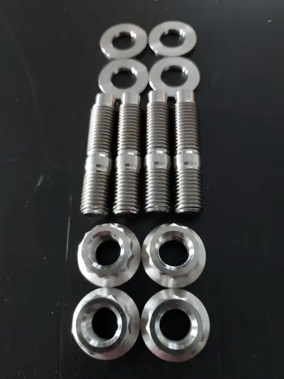 M10x1.25x45 TITANIUM Turbo Exhaust Manifold Flange Stud Kit 4pc T3 T4