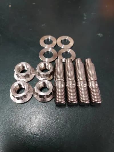 M10x1.25 TITANIUM Exhaust Manifold Flange Studs Nuts 4x Toyota, Subaru, Honda,